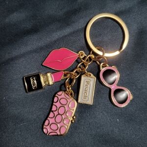 Pink Lipstick & Sunglasses Charm Keychain